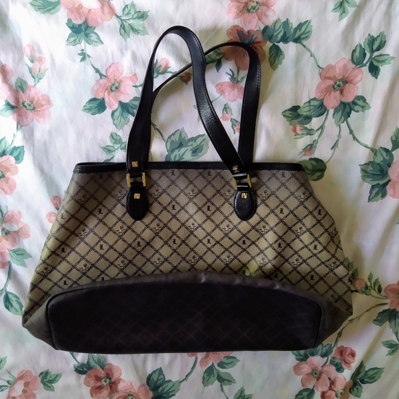 L.A.M.B. Leather Shoulder Bag Purse Tote Monogram - Picture 3 of 8